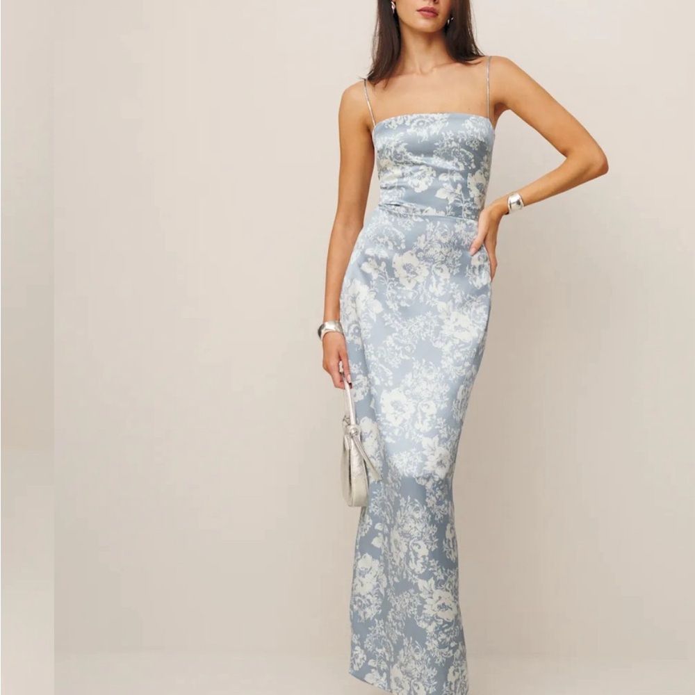 Reformation Frankie Silk Dress in Porcelain color, generous size 0